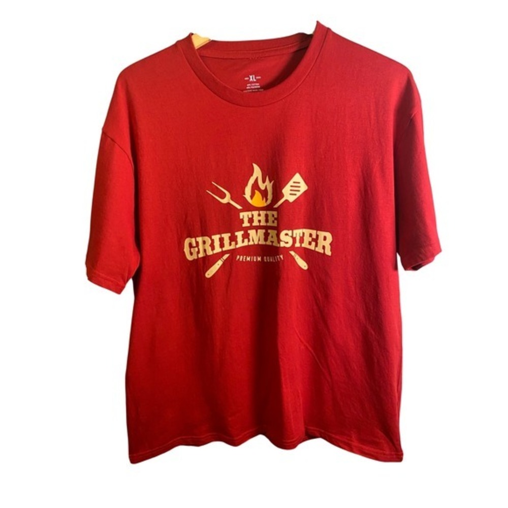 Men's The Grillmaster Graphic T-Shirt Red Crew Neck BBQ XL‎ NEW